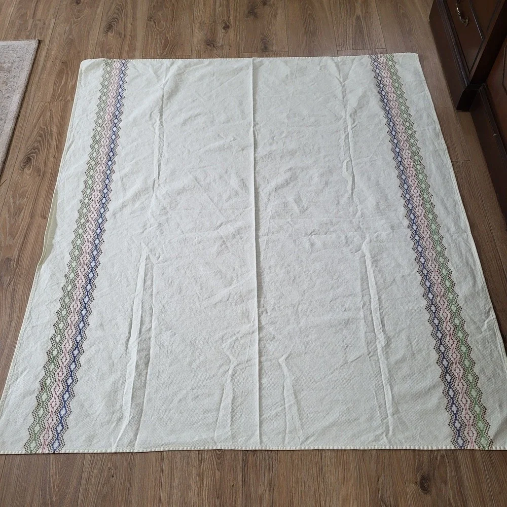 VTG Swedish Huck Weave Square Tablecloth Embroidered‎ 53